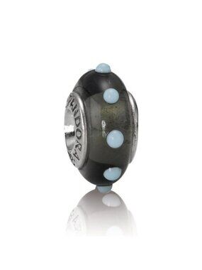 Pandora Seeing Spots Black and Light Blue Charm 790631